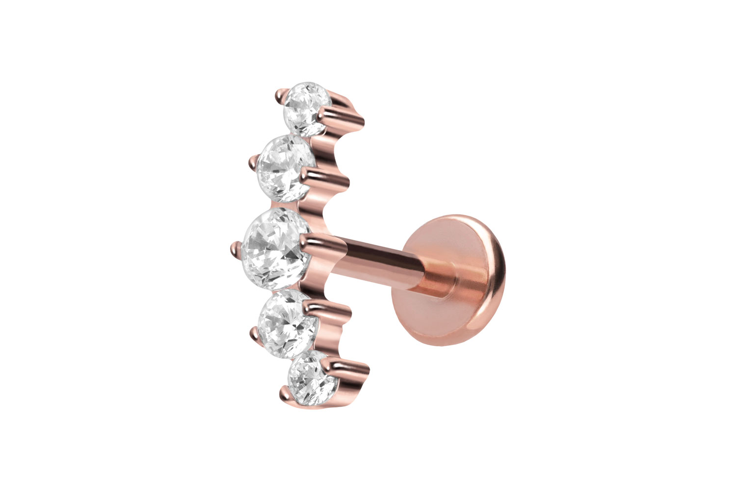 Titan Labret Piercing mit Push Fit 5 EINGEFASSTE KRISTALLE